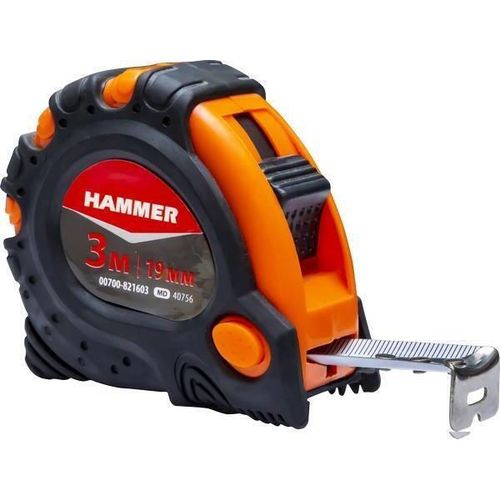 cumpără Bandă de măsurare Hammer 00700-821603 3m x 19mm corp cauciuc cu 3 fixaţii în Chișinău 