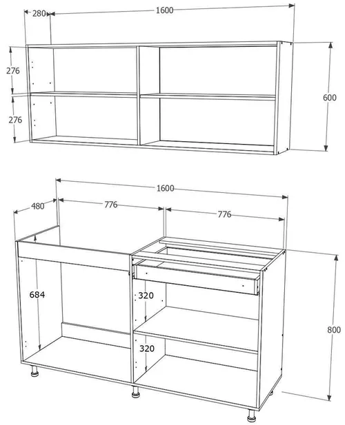 купить Мебель для кухни Haaus Roma 1.6m (White/Natural Wood) в Кишинёве 