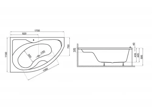 купить Ванна Polimat Dora 170x110 Right + suport (acryl asim.) в Кишинёве 