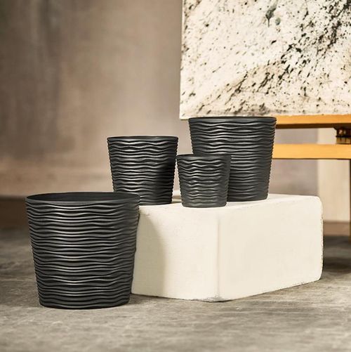 купить Цветочный горшок Aleana 115088 cu insertie Fiujin d20x18 cm, granit в Кишинёве 