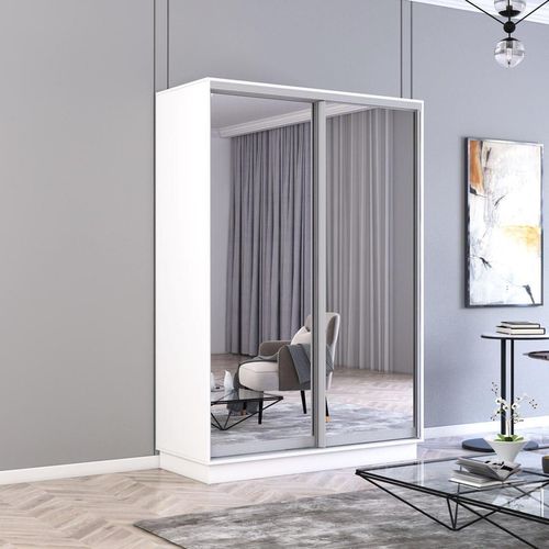 купить Шкаф Mobildor-Lux Fox uși glisante din oglinzi (130x60x200H cm) Alb в Кишинёве 