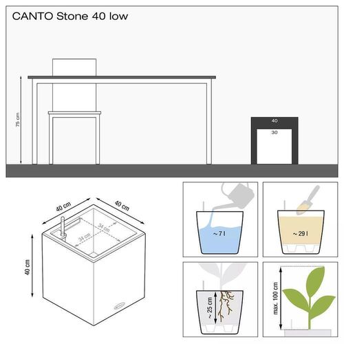 cumpără Ghiveci pentru flori Lechuza Canto Color Square 40, Stone Gray în Chișinău 