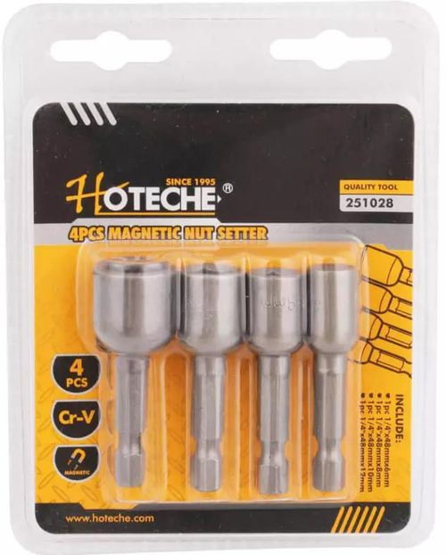 cumpără Set de tubulare, bite, duze Hoteche 251028 4 biți cu cap tubular 6/8/10/12x48mm în Chișinău 