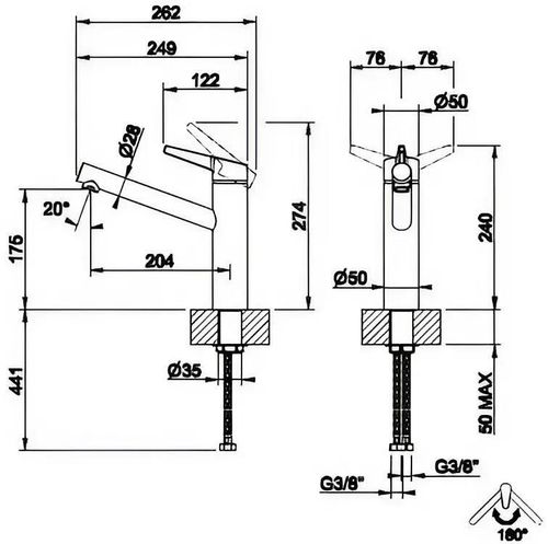 cumpără Bateria bucătărie Gessi 60632-239 Venti20 Steel Brushed în Chișinău 