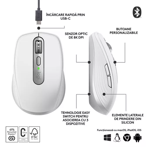 cumpără Mouse Logitech MX Anywhere 3S - Pale Grey în Chișinău 