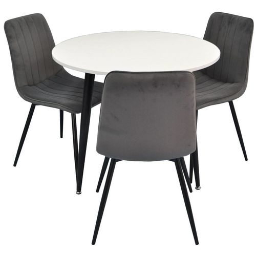 купить Комплект стол и стулья Evelin di Costacurta стол DT-404-3B + 3 стула XR-154B Dark Grey57 (velur) в Кишинёве 