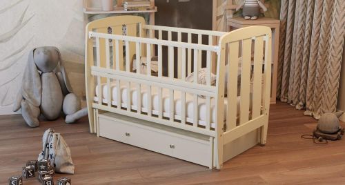 купить Кроватка Дубик-М Sharik Sertar Maiatnik(Шухляда) Слон.Кость в Кишинёве 