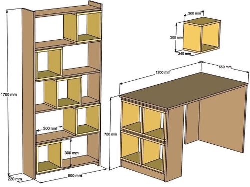 cumpără Masă de birou Trendy Cutie, alb, albastru, cu raft în Chișinău 