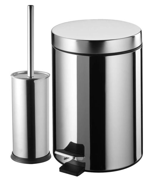 купить Аксессуар для туалета Bisk 05899 Set 3L si perie WC inox, crom в Кишинёве 