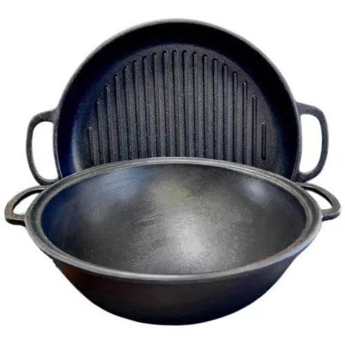 купить Казан Maysternya Ceaun din fonta Uzbec WOK 15L cu capac-grill (V15CPWOK-CGR) в Кишинёве 
