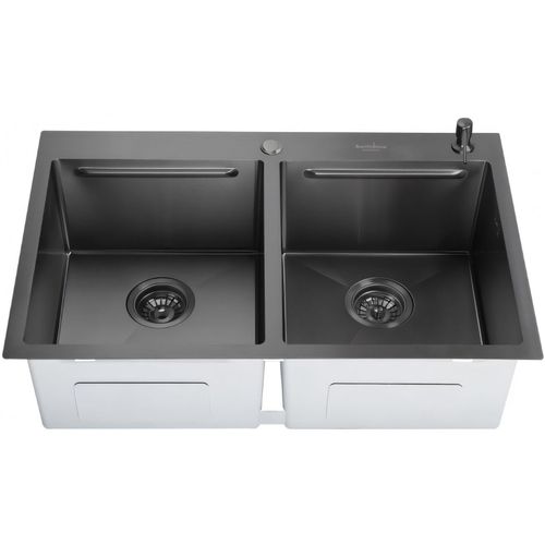 купить Мойка кухонная SanDonna HD7850 двойная чёрная в Кишинёве 