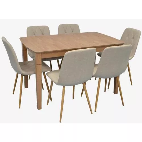cumpără Set masă și scaune Evelin di Costacurta стол HV-27V Light Brown + 6 стульев YTC-080Wo, BJORN-24 (Light beige) în Chișinău 