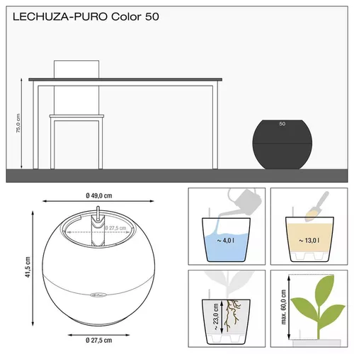 купить Цветочный горшок Lechuza Puro Color 50 All In One Sand Brown в Кишинёве 