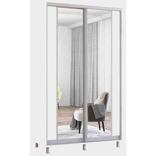 cumpără Dulap Mobildor-Lux Aron-S uși glisante din PAL cu oglindă vertical (130x60x220H cm) Alb Brilliant în Chișinău 