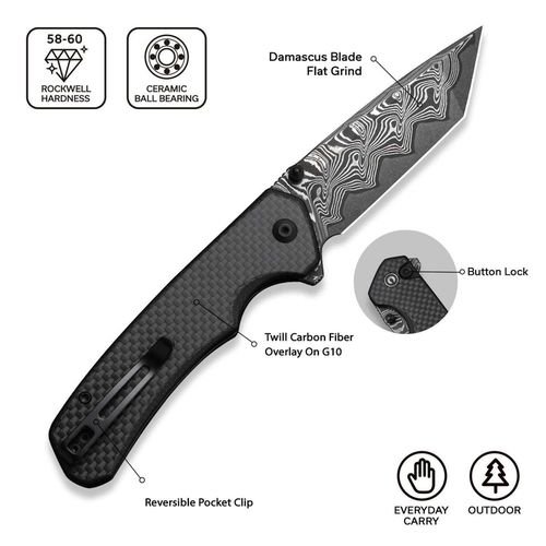 купить Нож походный Civivi C19059C-DS1 Brazen, G10 carbon fiber, Button Lock в Кишинёве 