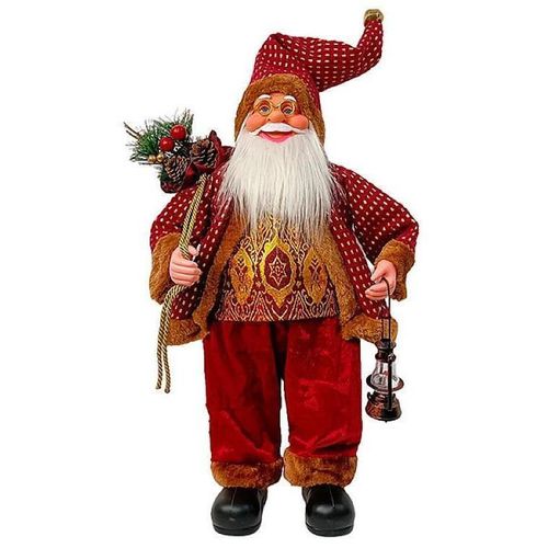 купить Новогодний декор Promstore 20075 Mos Crăciun, 60cm, Red&Gold cu cadouri si felinar в Кишинёве 