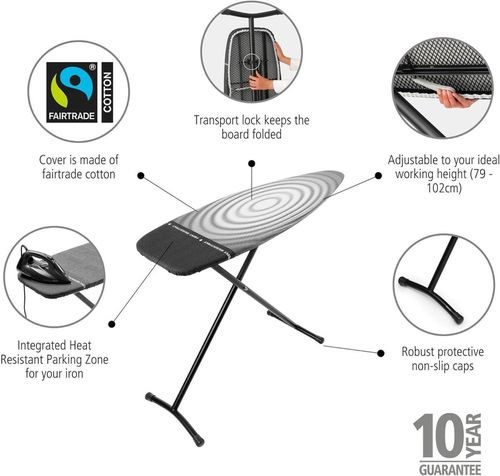 cumpără Masă de călcat Brabantia 34 56 47 D 135x45cm, Titan Oval, Iron Zone în Chișinău 