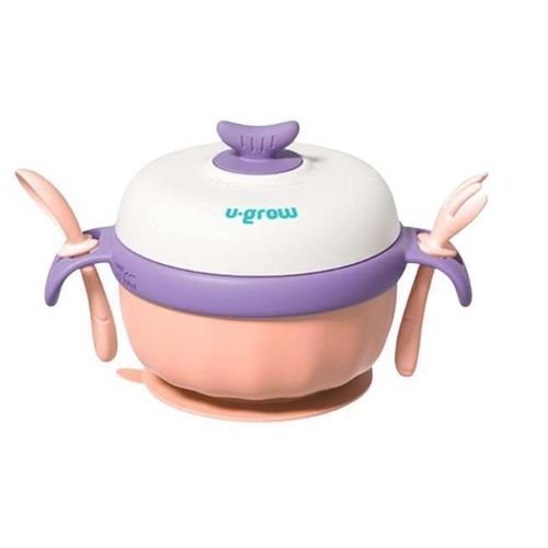 купить Посуда для кормления U-Grow UG-235PP Bol termic cu linguriță și furculiță, mov в Кишинёве 