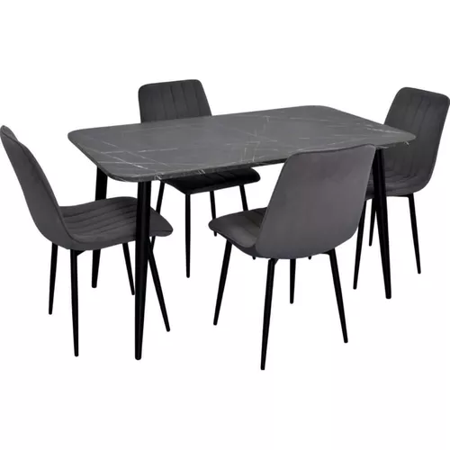 купить Комплект стол и стулья Evelin di Costacurta cтол DT-405-6B + 4 стула YTC-078B Bluvel-14 (Dark grey) в Кишинёве 