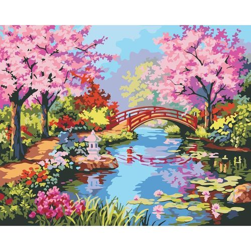 купить Картина по номерам Richi (05868) Mozaic cu diamante Sakura inflorita 40x50 в Кишинёве 