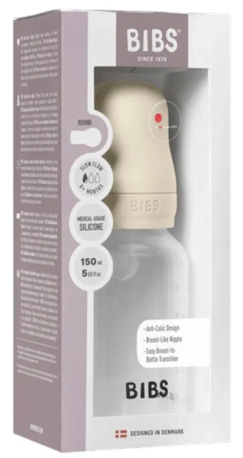 купить Поильник BIBS 51161216 Set complet 2 biberoane anticolici Ivory cu tetina din silicon flux lent, 150ml в Кишинёве 