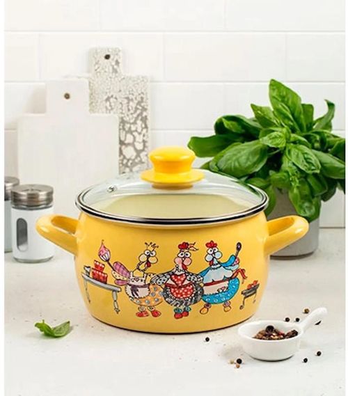 купить Набор посуды Promstore 51771 Set cratite emailate Chickens 3buc (2.2l, 3.1l, 5.4l) в Кишинёве 