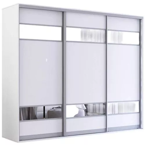 купить Шкаф Mobildor-Lux Раздвижные двери Fox из ДСП с зеркальными элементами (270x60x210 см, высота) Белый в Кишинёве 