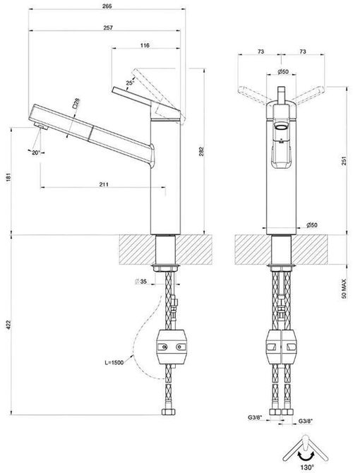 купить Смеситель кухонный Gessi 60533-149 Thalium Finox Brushed Nickel в Кишинёве 