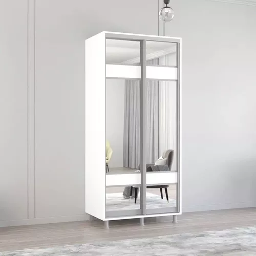 купить Шкаф Mobildor-Lux Раздвижные двери из ДСП Aron-P 1,0–1,8 м с зеркалом «зебра» (100 x 60 x 210 см) Ярко-белый в Кишинёве 