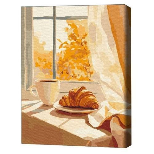 cumpără Tablou pe numere BrushMe RBS54447FC 30x40cm (fără cutie) Croissant și cafea în Chișinău 