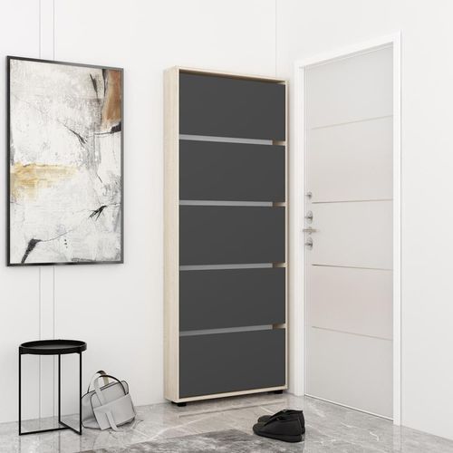 купить Полка для обуви Mobildor-Lux Leo Slim 80x16x203H cm Sonoma/Anthracite в Кишинёве 