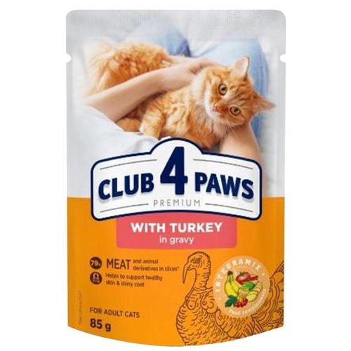 купить Корм для питомцев CLUB 4 PAWS 24230957 Premium Plic pisici curcan jeleu 24x85g в Кишинёве 