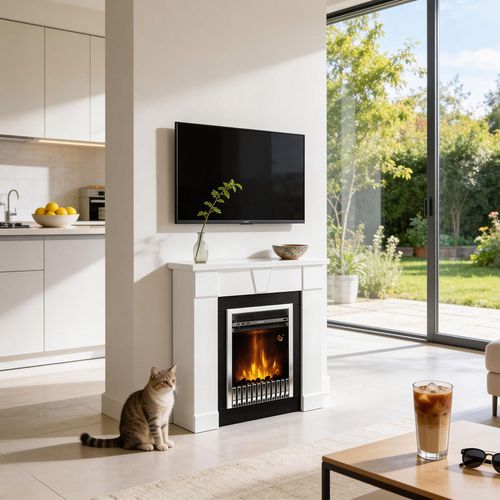 купить Камин электрический ArtFlame Elyon & Gala Silver, 950x1000x270mm, Alb в Кишинёве 