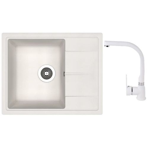 cumpără Chiuvetă bucătărie cu bateria Dr.Gans Nika 580 + SanDonna F 7103 alb în Chișinău 