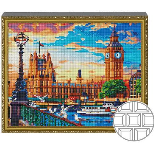 cumpără Tablou pe numere Art Gallery QB205247 Mozaic cu diamante patrate 40x50cm Apus de soare in Londra în Chișinău 