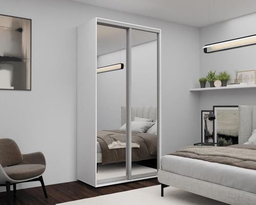 cumpără Dulap Nex Home Dulap cu uși glisante, 120x60x220cm, Oglinda, Alb în Chișinău 