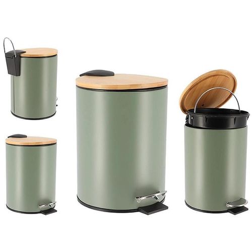 купить Урна для мусора Tendance 55690 cu pedala 3l metal bambus kaki-natur в Кишинёве 