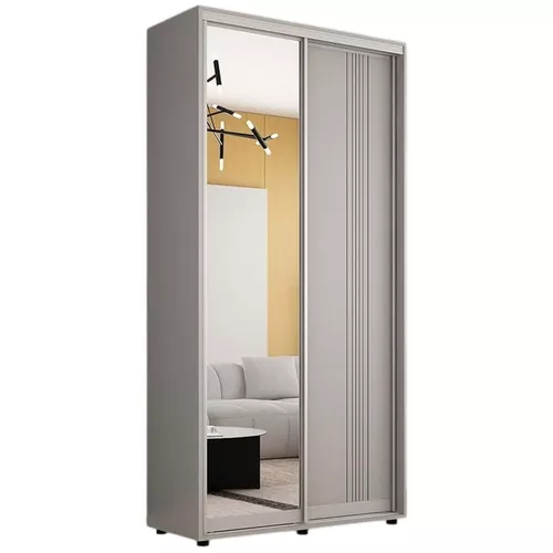 купить Шкаф Mobildor-Lux Compact uși glisante Oglindă + PAL cu ornament linii (100x45x210H cm) Grey в Кишинёве 