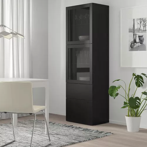 cumpără Dulap Ikea Besta usi sticla 60x42x193 (Negru-maro/Lappviken/Negru-maro) în Chișinău 