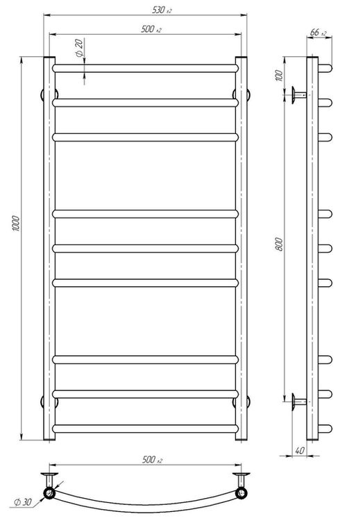 cumpără Uscător de prosoape Lianat 2168 Klasik-Elit 500x1000 inox în Chișinău 
