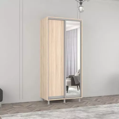 cumpără Dulap Mobildor-Lux Aron cu uși glisante din oglindă și PAL (100x60x230H cm) Sonoma în Chișinău 