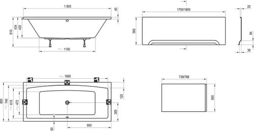купить Ванна Ravak Formy 02 acryl 180x80 C891000000 в Кишинёве 