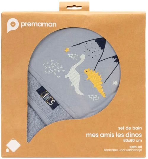 cumpără Accesoriu pentru baie Premaman PBRIQO-BLM-UNQ Prosop de baie cu gluga si manusa Dino în Chișinău 