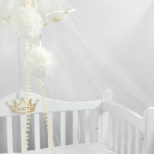 купить Кроватка PernaMea Baldachin Premium Pompom Ivory (PM.101301/3) в Кишинёве 