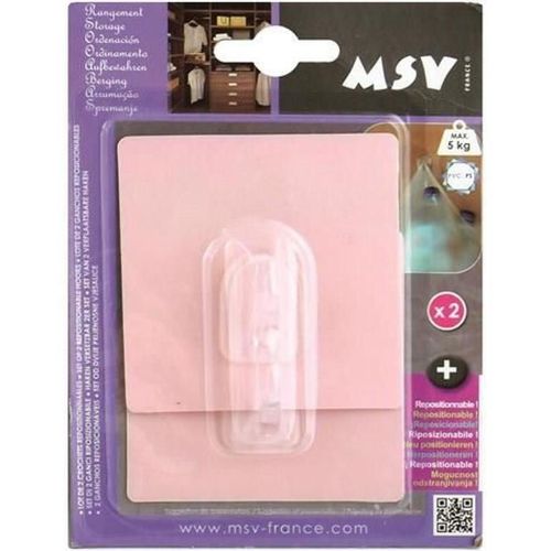 купить Аксессуар для ванной MSV 41015 Крючки самоклеющиеся 2шт квадрат 8x8cm, розовые, пластик в Кишинёве 