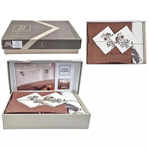 купить Домашний текстиль Promstore 57065.1 2 шт. Постельное белье NewHome Pike, коричневый, с вышивкой в Кишинёве 