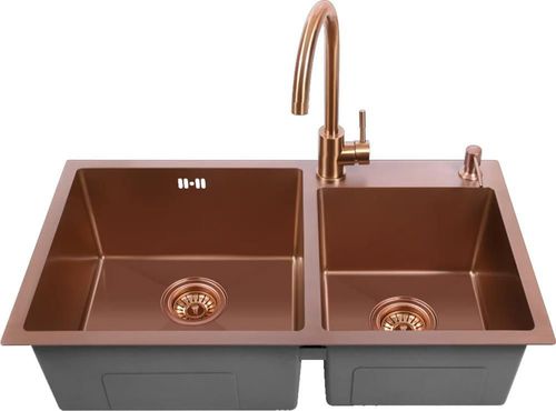 cumpără Chiuvetă bucătărie Fabiano 78x43 /18 Bronze+baterie+dozator R în Chișinău 