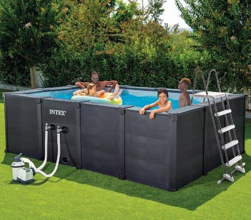 cumpără Piscină cu cadru Intex 26396 Graphite Gray Panel 400x300x124cm, 10091L, cadru metalic în Chișinău 