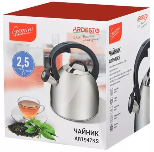 купить Чайник Ardesto AR1947KS Gemini Cremona 2,5l в Кишинёве 