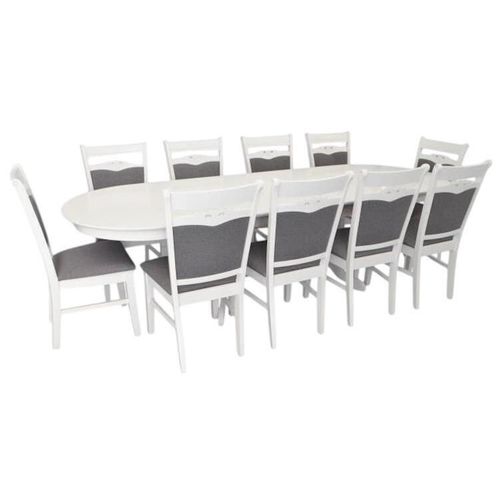 купить Комплект стол и стулья Evelin di Costacurta стол HV-33V White + 10 стульев HV-3167 White/NV-10WP Grey в Кишинёве 